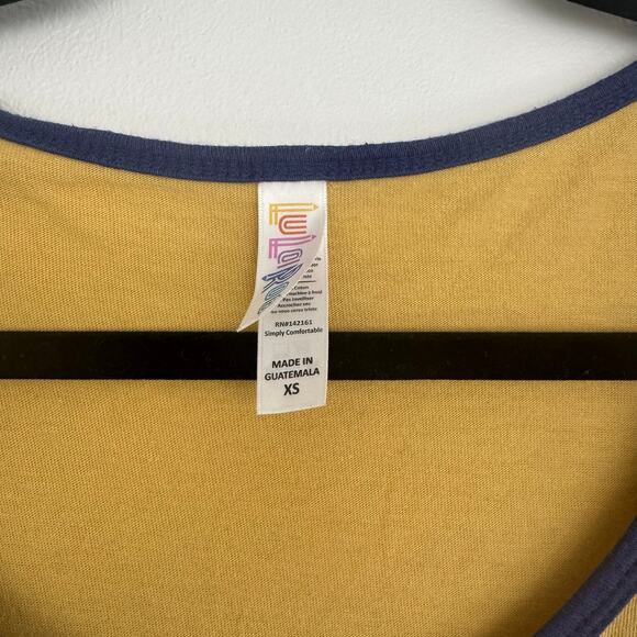 Lularoe Classic Ringer Tee in Mustard/Blue - Picture 6 of 6